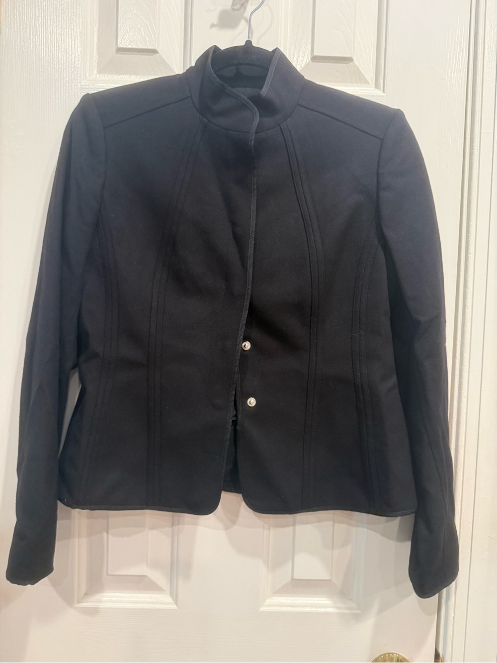 Grace Elements Black Tailored Stand-Collar Blazer/Jacket, NWT- 6P- Snap Front